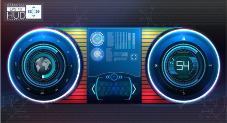 Poster - Futuristic user interface. HUD UI. Abstract virtual graphic touch user interface. HUD background outer space. Vector science abstract.  Vector illustration.