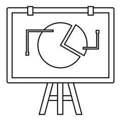 Poster - Flip chart with statistics icon, outline style