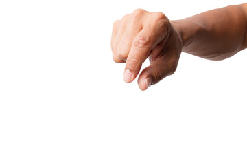 Hand picking up isolated on white background