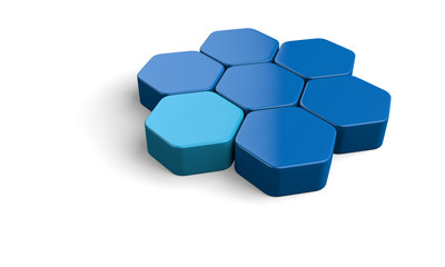 3d illustration hexagon concept blue 3