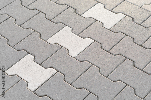 Fotografía Verbundsteinpflaster mit grauen und weißen Betonsteinen, Betonprodukte, Pflaster