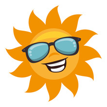 Sun With Sunglass Character Vector Illustration Design