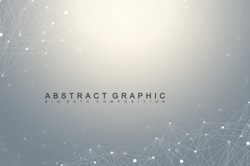 Aufkleber - Big data complex. Graphic abstract background communication. Perspective backdrop of depth. Minimal array with compounds lines and dots. Digital data visualization. Vector illustration Big data.