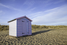 Fun Vacation Pink And Blue Striped Beach Hut