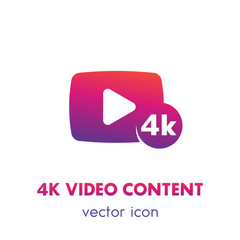 Wall Mural - 4K video content icon over white