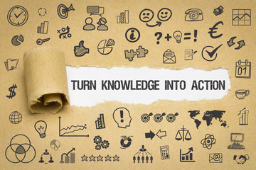 Canvas Print - Turn Knowledge into Action / Papier mit Symbole