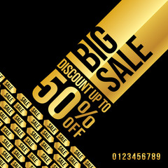 Wall Mural - Big sale up to 50% off  with gold theme design. Vector illustration