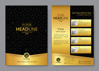 Brochure template design with gold theme design. Vector illustration