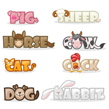 Cartoon Pets, Funny Cute Animal Text Name