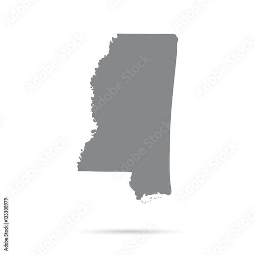 Fotografía Map of the U.S. state of Mississippi on a white background