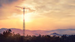 Beautiful sunset over the hills with a cell tower