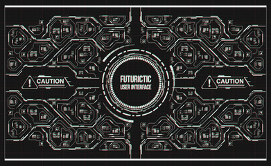 Poster - Background with futuristic user interface. Design concept with HUD elements.