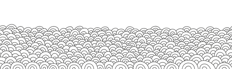 Seamless doodle simple border. Wave background. Vector illustration.