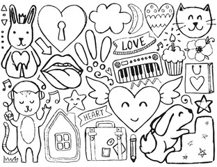 Wall Mural - Sketch cute elements