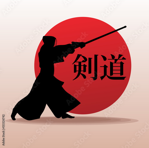Dekoracja na wymiar  zawodnik-kendo-w-tradycyjnej-sylwetce-stroju