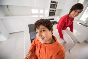 Wall Mural - Child inside interior of modern home