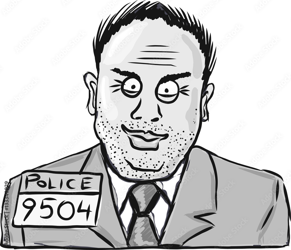 Vintage criminal sketch illustration clip-art Stock Vector | Adobe Stock, image size:1000x859