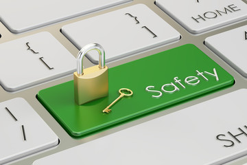 Poster - Safety keyboard button, 3D rendering