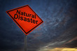 Orange storm road sign of Natural Disaster