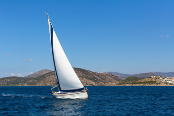 Wall Mural - Sailing yachts boat.