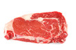 fresh raw rib eye steak on white background