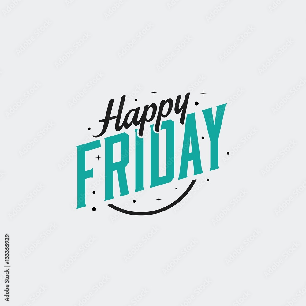 Vettoriale stock di Happy friday text style. vector illustration ...