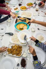 Top view of friends having lunch