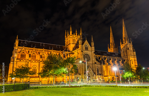 Obraz na płótnie St Mary katedra w Sydney przy nocą - Australia