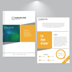 Poster - Advertising flyer design. Minimalistic style. Yellow shapes. Modern A4 template. Use for your business presentation, banner, magazine, poster, cover.