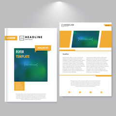 Poster - Advertising flyer design. Minimalistic style. Yellow shapes. Modern A4 template. Use for your business presentation, banner, annual report, magazine, poster, cover.