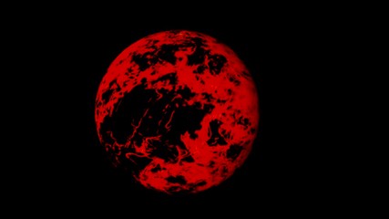 Wall Mural - Mysterious red planet rotating in an starry Space. Cosmos fire blazing planets. 3D animation on space theme. 