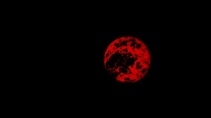 Wall Mural - Abstract red planet is moving at you. Mysterious red planets rotating in an Galaxy. Cosmos fire blazing planets. 3D animation on space theme. 