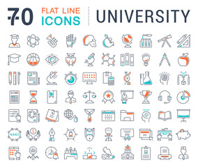 Wall Mural - set vector flat line icons university