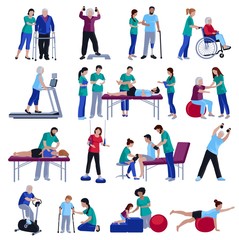 Sticker - Physiotherapy Rehabilitation People Flat Icons Collection 