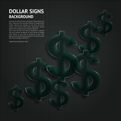 Wall Mural - Vector background with glossy, transparent dollar signs.