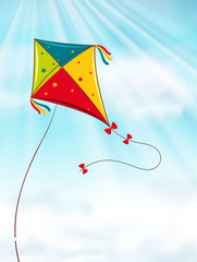 Wall Mural - colorful kite flying in blue sky