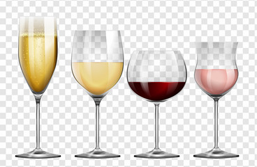 Wall Mural - four different kinds of wine glasses