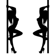 Pole Girl Illustration Dancer Strip Vector Stripper Silhouette Sexy Club