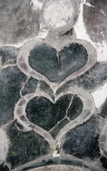 hearts in a marble stone