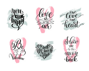 Wall Mural - set of handwritten lettering positive quote about love to valent