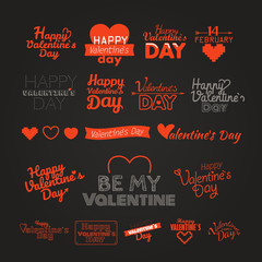 Poster - Happy valentines day greeting card logo elements on dark backgro