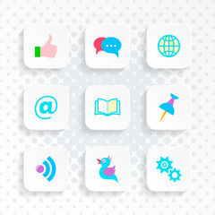 Canvas Print - Vector white web social media buttons