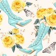 Vintage shoes seamless background