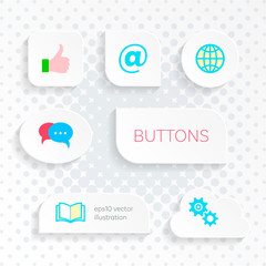 Canvas Print - Vector white web buttons with simple icons