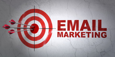 Wall Mural - Business concept: target and Email Marketing on wall background