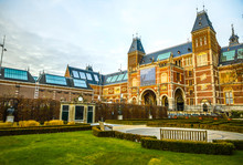 AMSTERDAM, NETHERLANDS - JANUARY 09 2017: Rijksmuseum - National Museum Dedicated To Arts And History. One Of The Most Popular Museum In Europe. January 09, 2017 In Amsterdam, Netherlands.