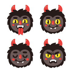 Cute cartoon demon faces