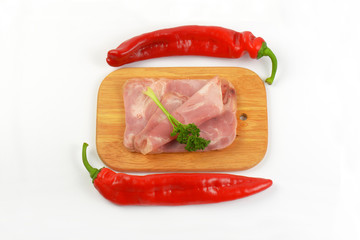 Canvas Print - sliced pork ham and red peppers