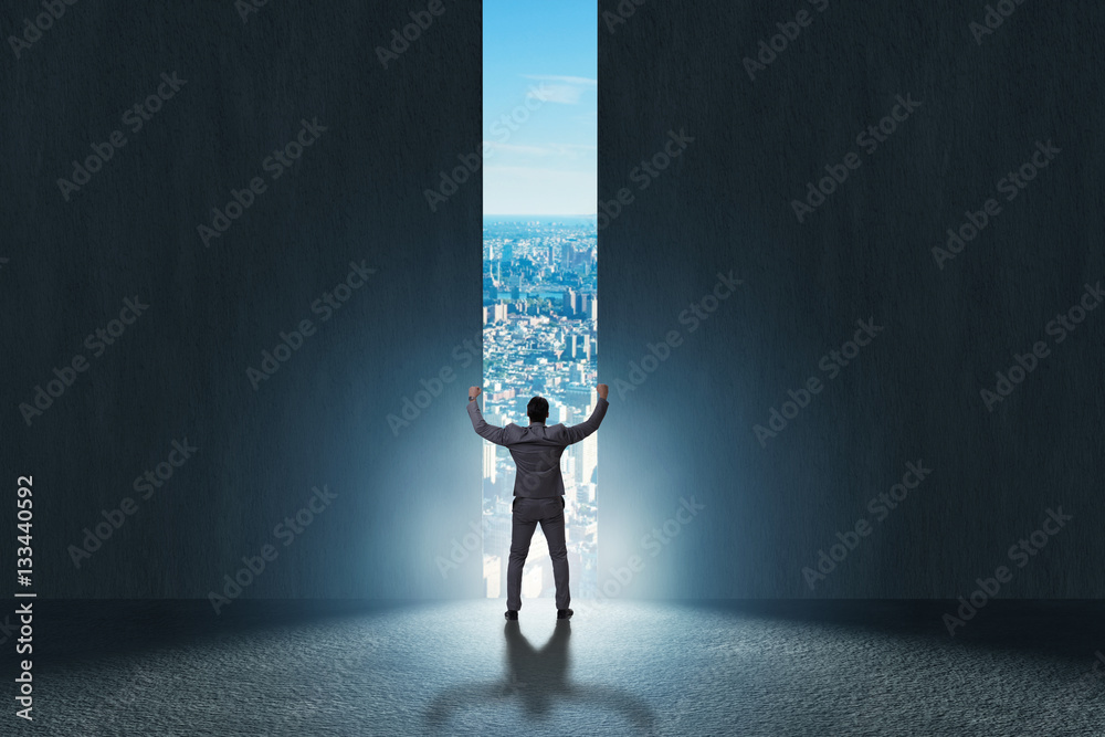 Businessman walking towards his ambition Stock Photo | Adobe Stock