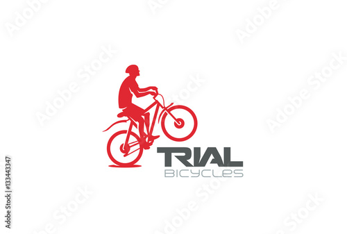 Trial Mountain Bike Rider Logo Extreme Sports Icon Bicycle Store